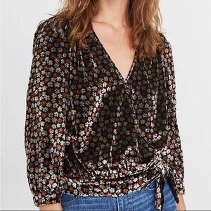 Madewell velvet floral wrap blouse
